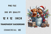 Cute Christmas Highland Cow  Sublima, an Illustration by SVGArt (Thumbnail 3 of 3)