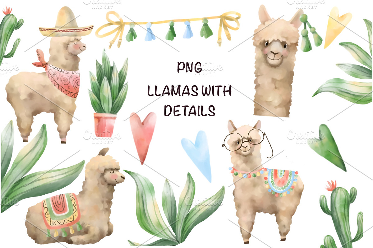 Llamas Watercolor, an Animal Illustration by sheincar (Photo 3 of 4)