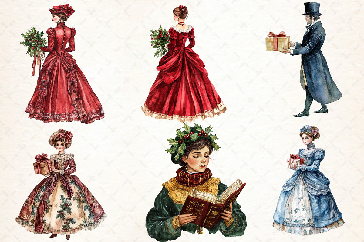 Victorian Christmas Clipart, an Illustration by Libby Wishes (Photo 4 of 9)