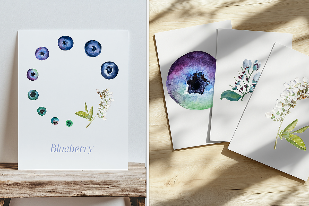 Watercolor Blueberry Life Cycle Set, an Education Illustration by Tati Bordiu (Photo 4 of 4)