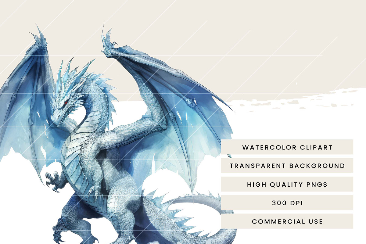 Watercolor Ice Dragons Clip Art, an Animal Illustration by Design Scotch (Photo 6 of 7)