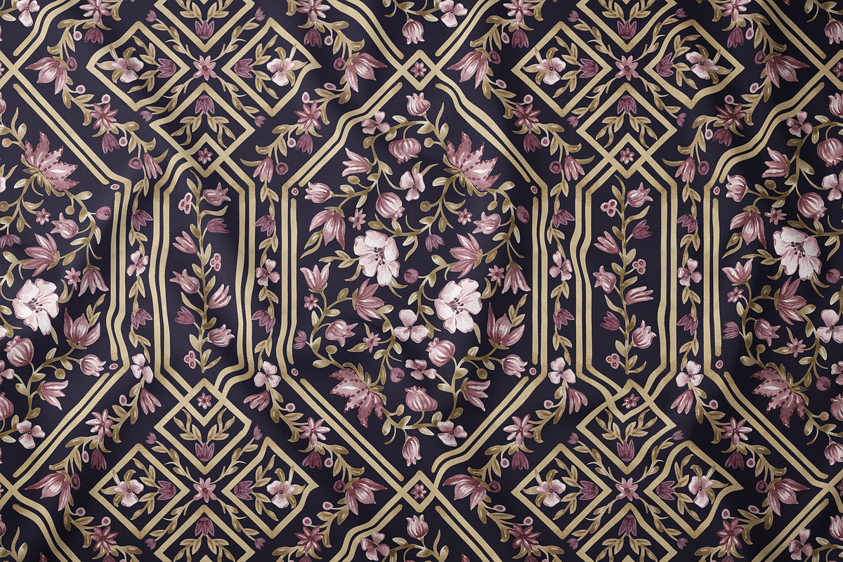 Vintage Floral Trellis Pattern, a Pattern Graphic by SirenaArt (Photo 7 of 17)