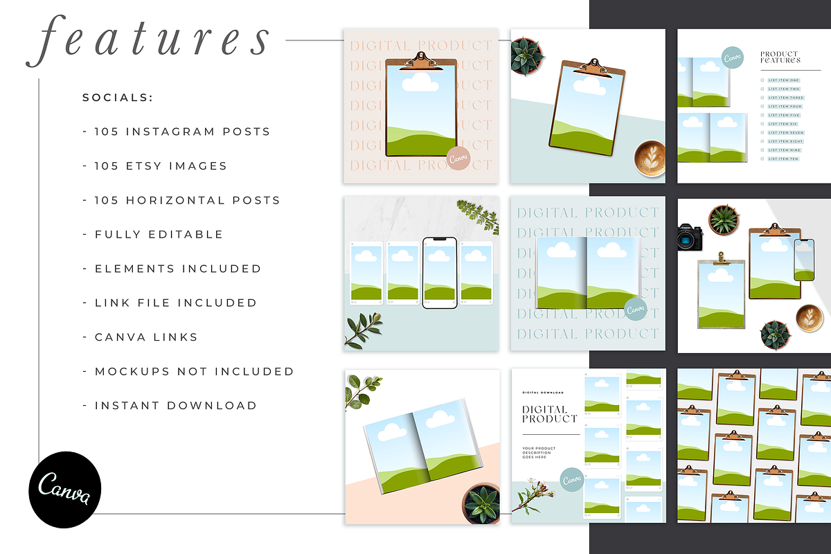 Canva Digital Product Mockups, a Marketing Template by Marigold Studios (Photo 2 of 11)