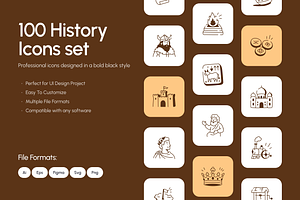 History Hand-Drawn Doodle Icons