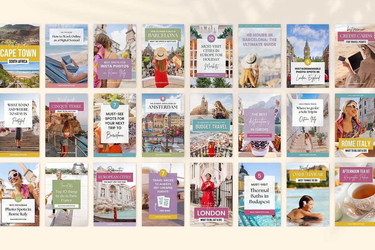 Pinterest Travel Templates Canva, a Social Media Template by Fallon Gerst (Photo 7 of 7)