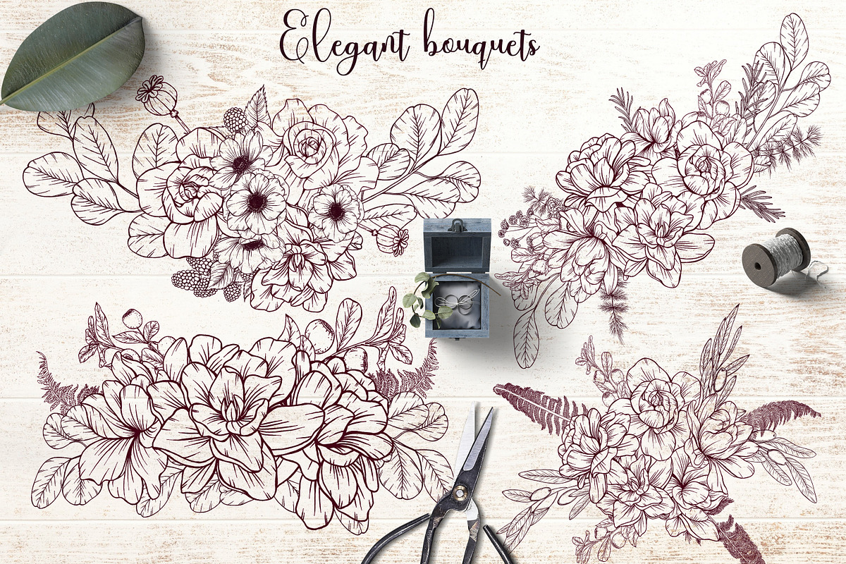 Elegant vintage gardenia flowers png, a Decorative Illustration by Mrs.Swan_Design (Photo 3 of 7)