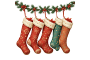 Retro Vintage Christmas Clipart, a Seasonal Illustration by Creative design (Thumbnail 7 of 7)