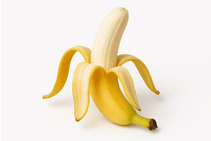 Peeled ripe banana vector, a Food Illustration by AlexArt