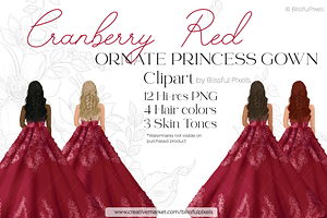 Red Princess Dress Fancy PNG Clipart