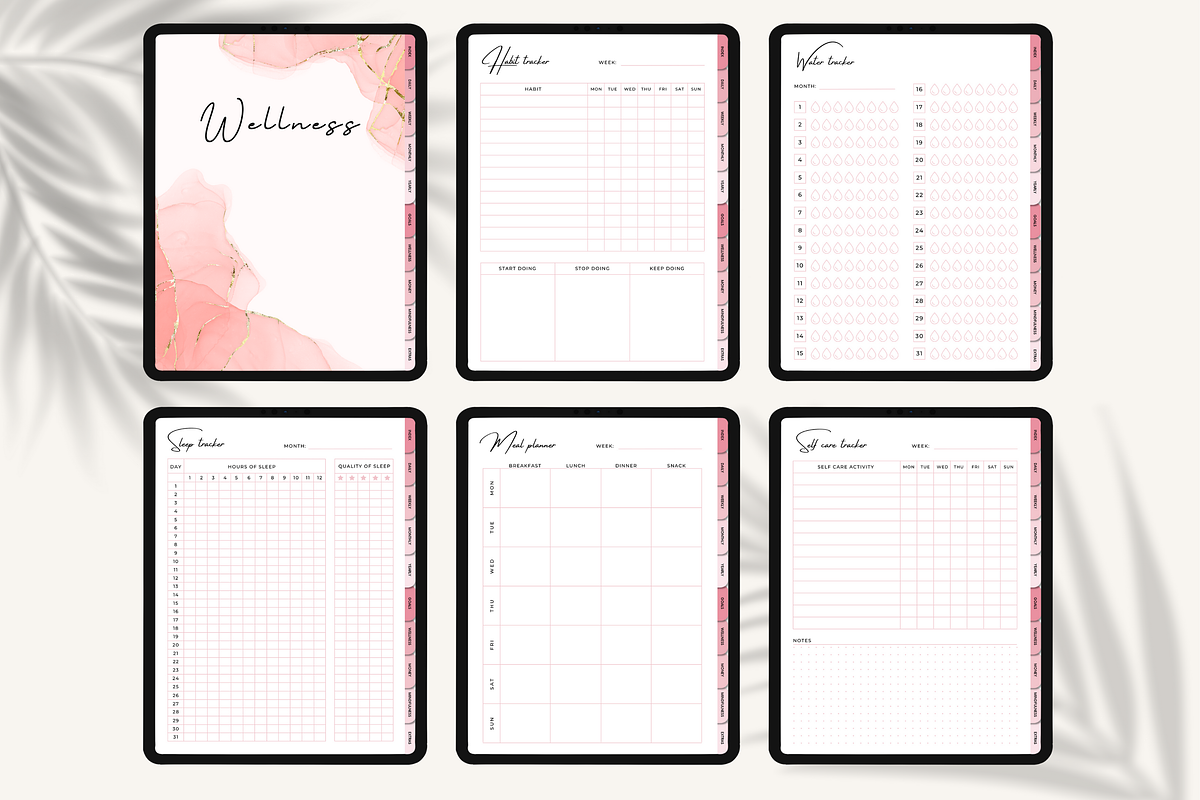 Pink Undated Digital Planner iPad, a Templates & Theme by HoneyGlowStudioCo (Photo 5 of 9)
