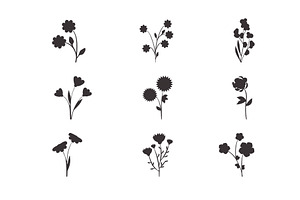 Abstract black floral silhouettes, an Illustration by okskukuruza
