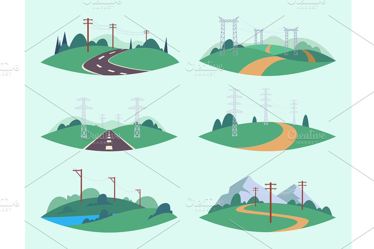 Energy wire. Landscape backgrounds, an Illustration by Onyx