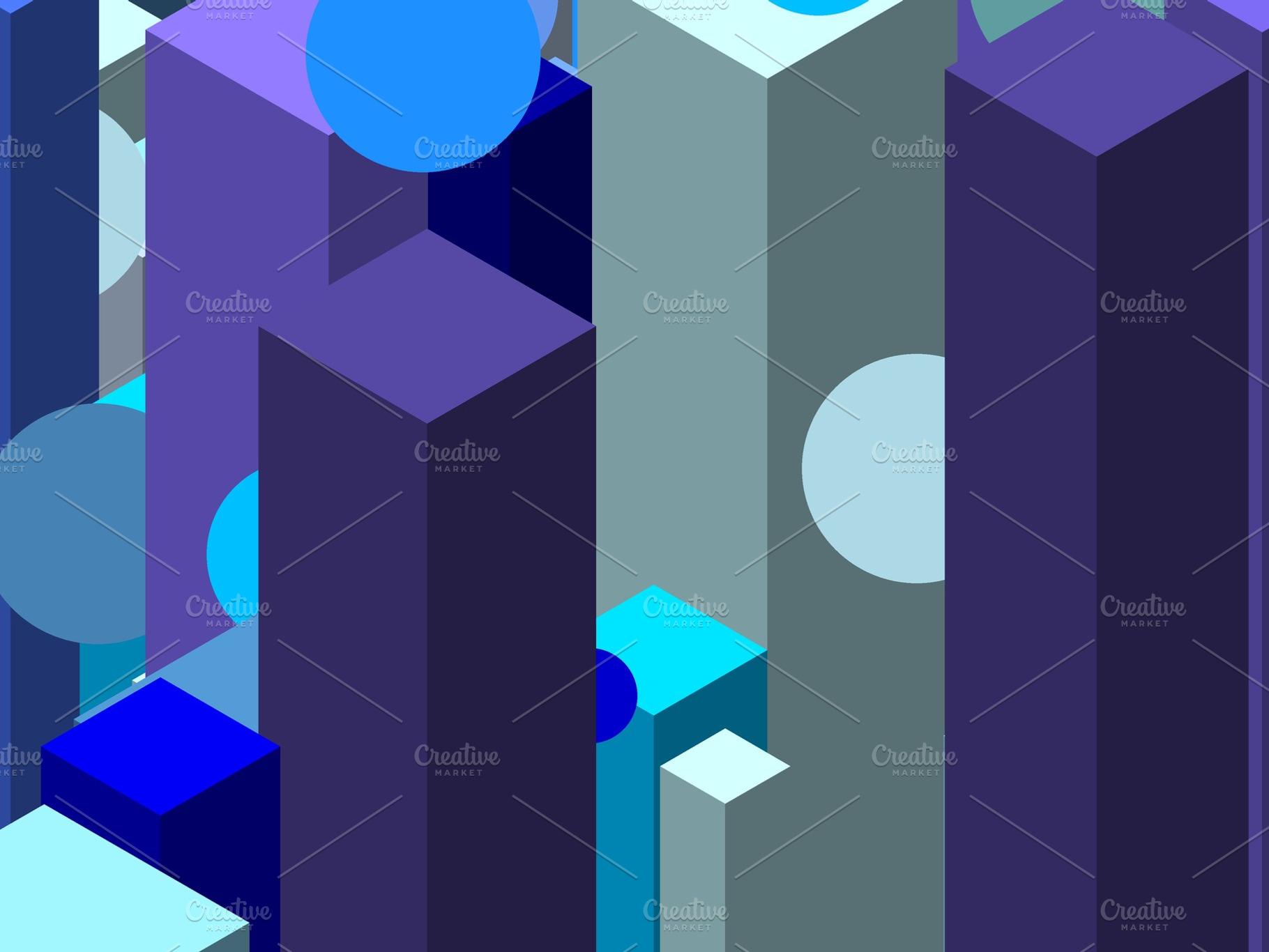 abstract shapes art blues on white, a Photo by WorldOfPhotos