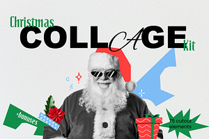 75 Christmas collage elements