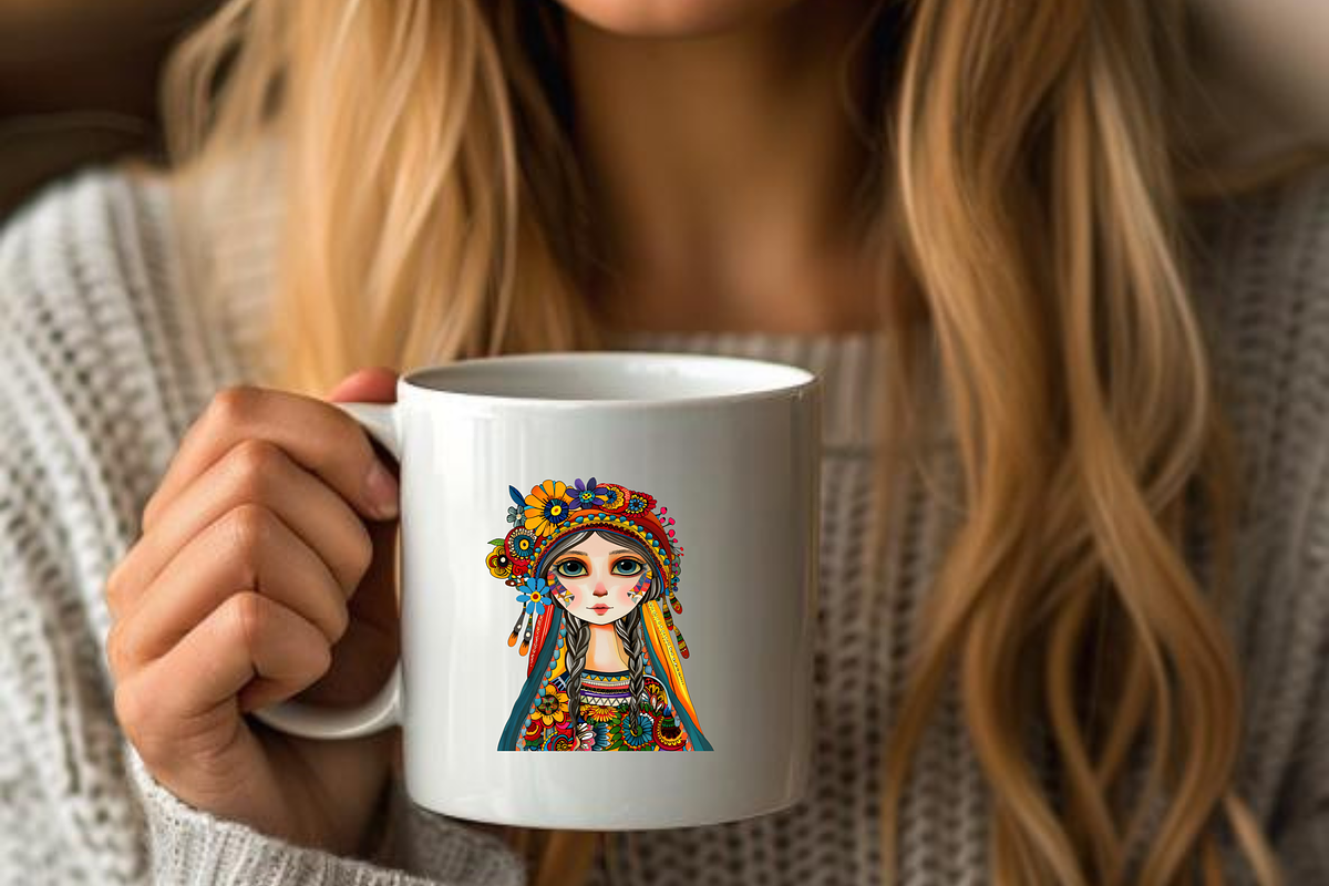 WHIMSICAL FOLK GIRL CLIPART PACK, a Person Illustration by Daring Digies (Photo 7 of 9)