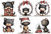 Whimsical Christmas Black Cat Clipar, an Illustration by DreamPrint404 (Thumbnail 3 of 6)