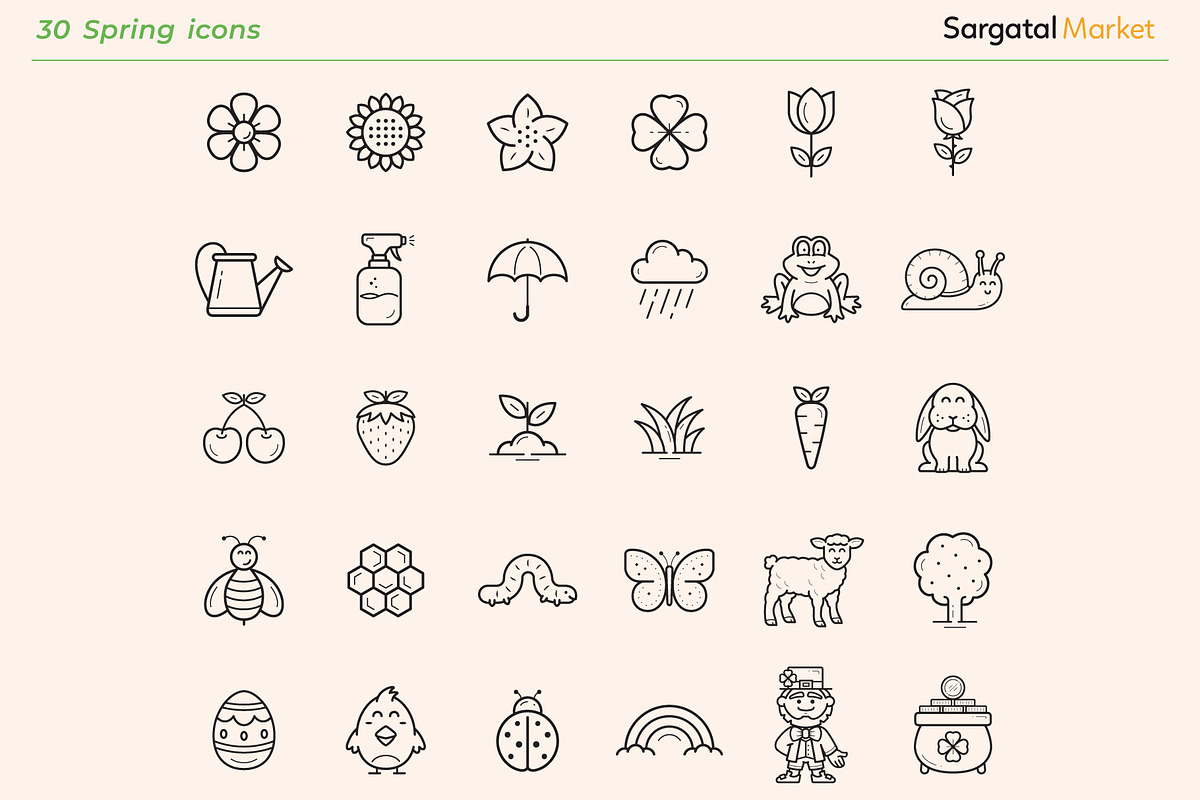 Four Seasons Outline Icons BUNDLE, an Icon by Sargatal (Photo 3 of 7)