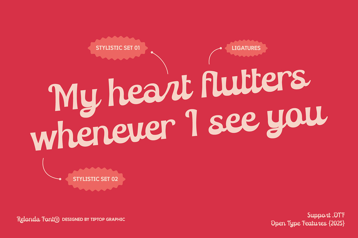 Relonda – Groovy Retro Display Font, a Script Font by Tiptop Graphic (Photo 3 of 10)