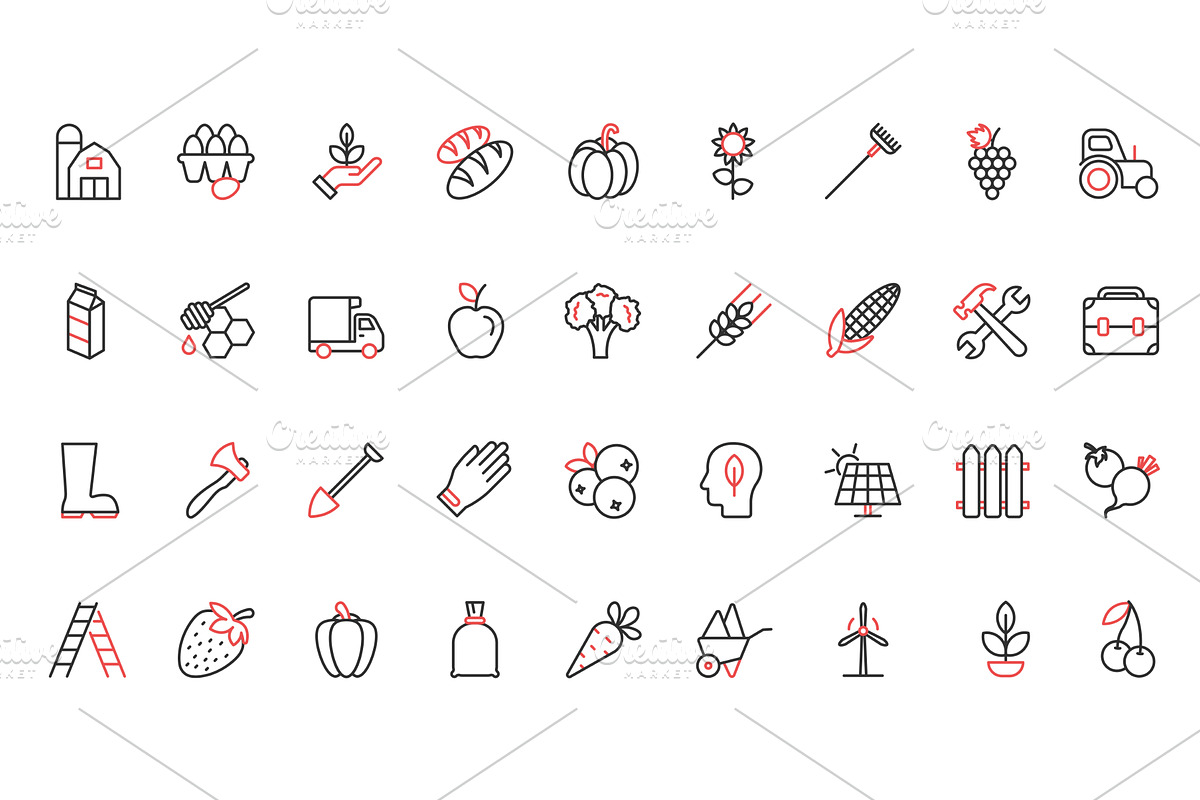 Farm agriculture organic icons, an Animal Illustration by Lemberg Vector