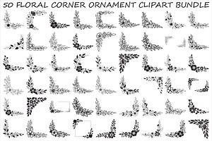 Floral Corner Ornament Clipart Bundl, an Illustration by Creativeshirt