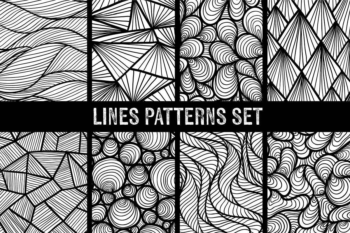 Lines and waves seamless patterns preview 4