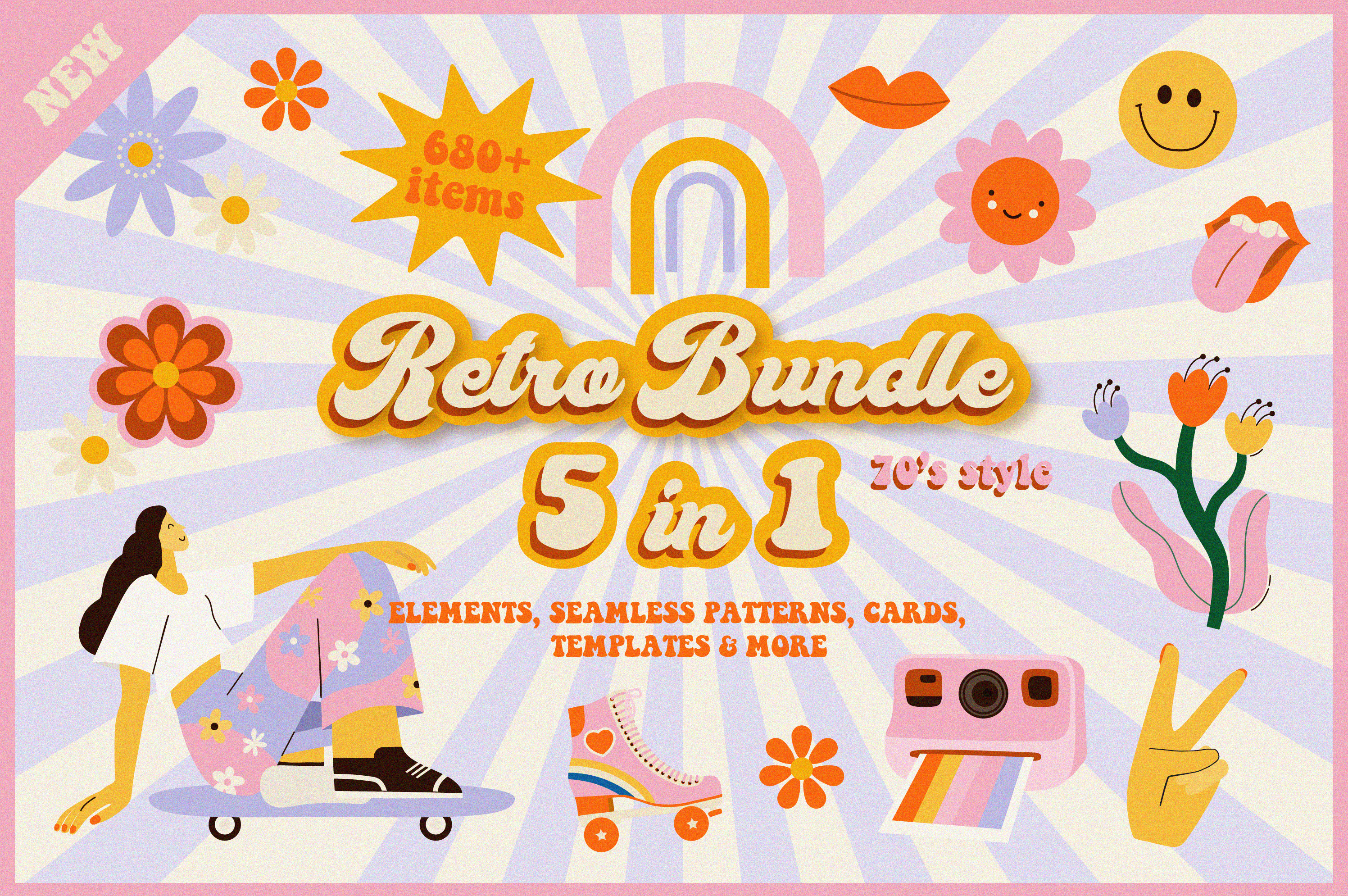 BUNDLE Retro groovy 70s - 5 in 1, an Object Graphic by lokko studio