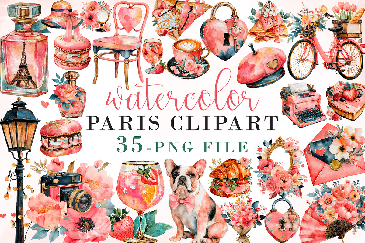 Watercolor Paris Clipart, an Illustration by Libby Wishes (Photo 1 of 7)