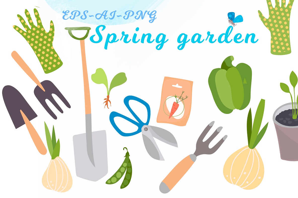 Spring Garden Clipart Set, a Seasonal Illustration by EshaStudio (Photo 4 of 4)
