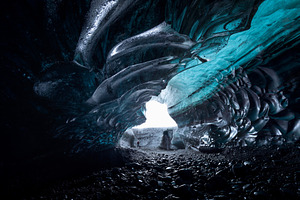 Blue ice cave in vatnajokull glacier featuring ice, cave, and iceland