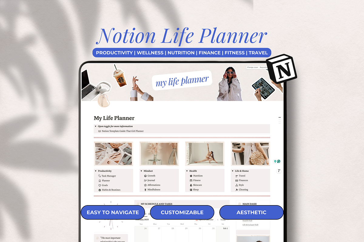 Notion Life Planner Template, an App Template by The Thrive Society (Photo 1 of 10)
