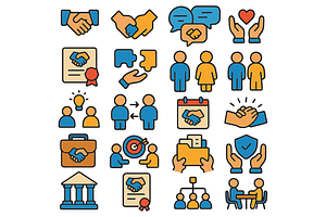 Business Partnership Icons, an Object Graphic by nikagraphic