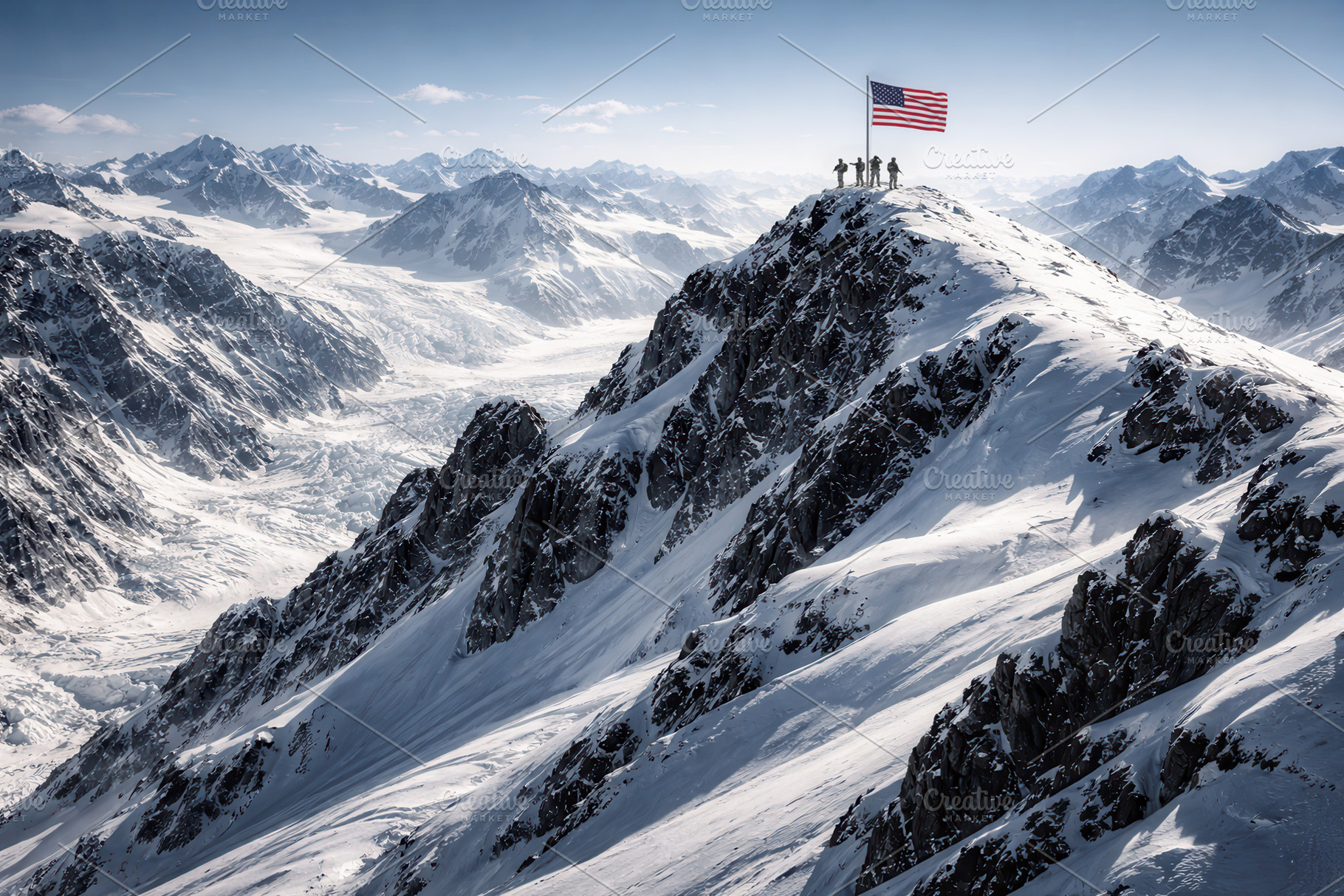 US flag atop in Greenland Arctic, a Business Photo by Shootdiem