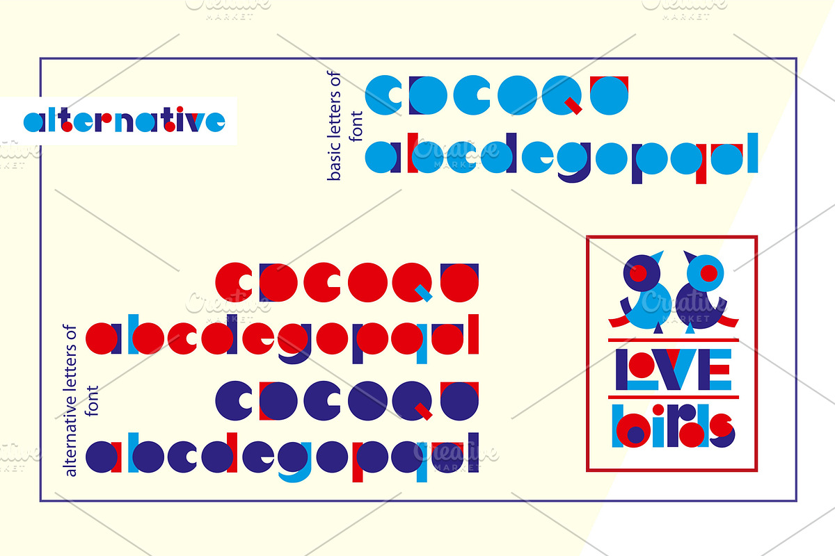 LOVE-BIRDS multicolor font preview 4