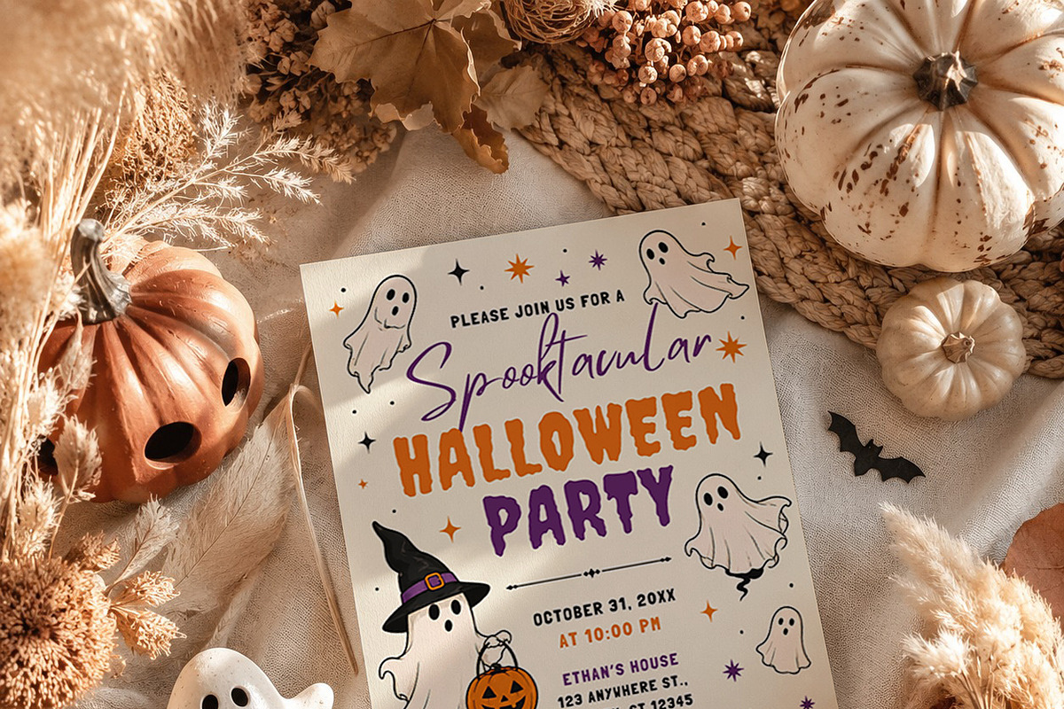 Cute Spooky Halloween Invitation, an Invitation Template by Arslan (Photo 2 of 5)