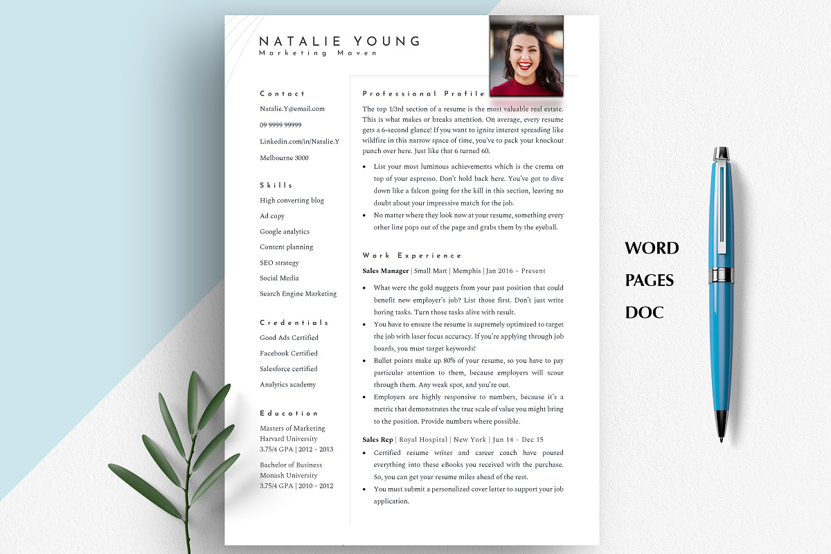 Marketing Resume Template Word, a Resume Template by Career Canvas (Photo 3 of 11)