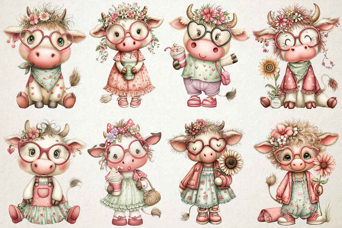 Quirky Cow Mama Sunglasses PNG, an Animal Illustration by RobertsArt (Photo 3 of 5)