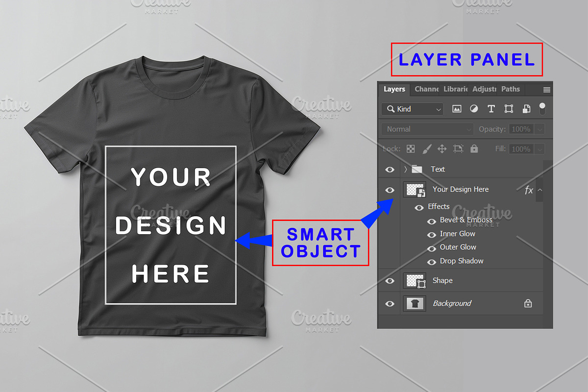 T-Shirt Mockup - Dark Gray Edition, a Shirt Mockup by ForhadGFX (Photo 2 of 12)