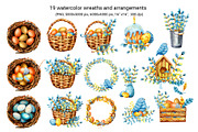 Easter watercolor set, colored eggs, an Illustration by Artmanata (Thumbnail 2 of 14)