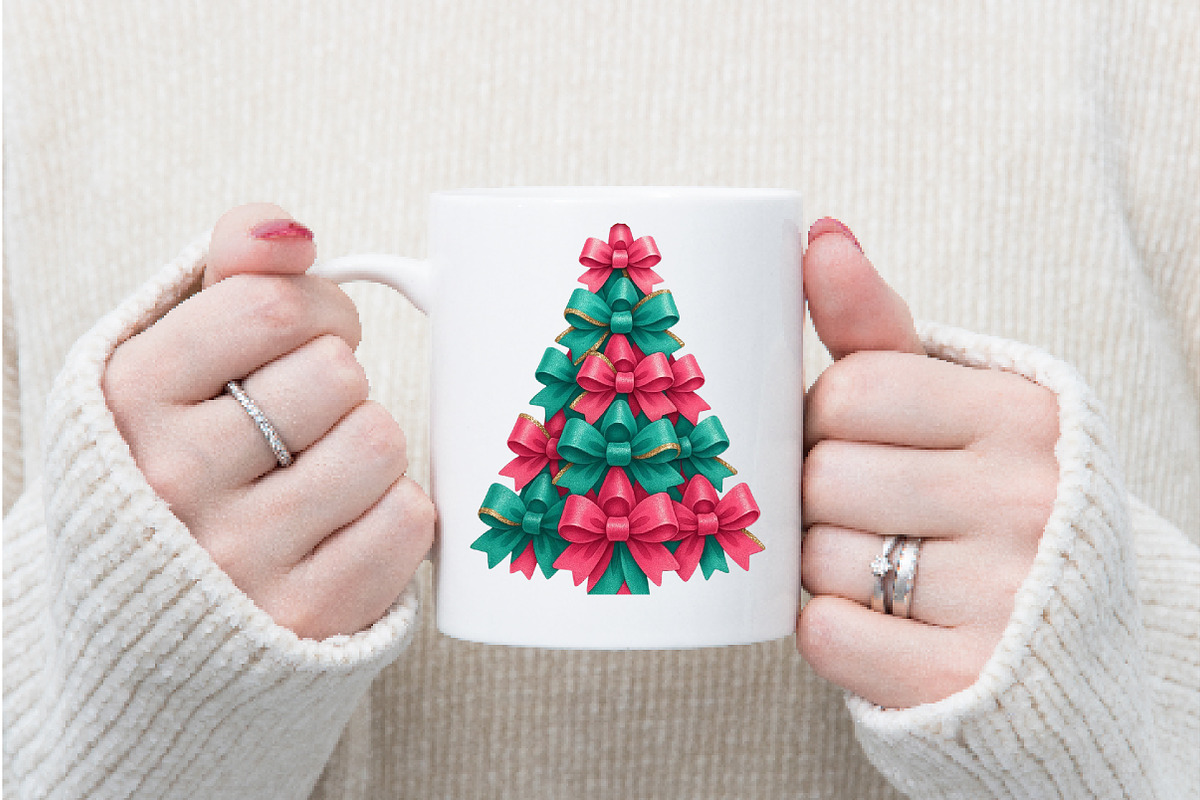 Christmas Tree Bow PNG, an Illustration by Watercolor design (Photo 3 of 6)