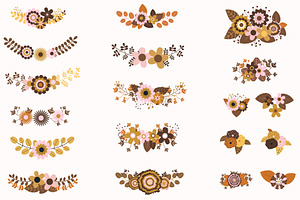 Boho Wedding Flower Clipart Set