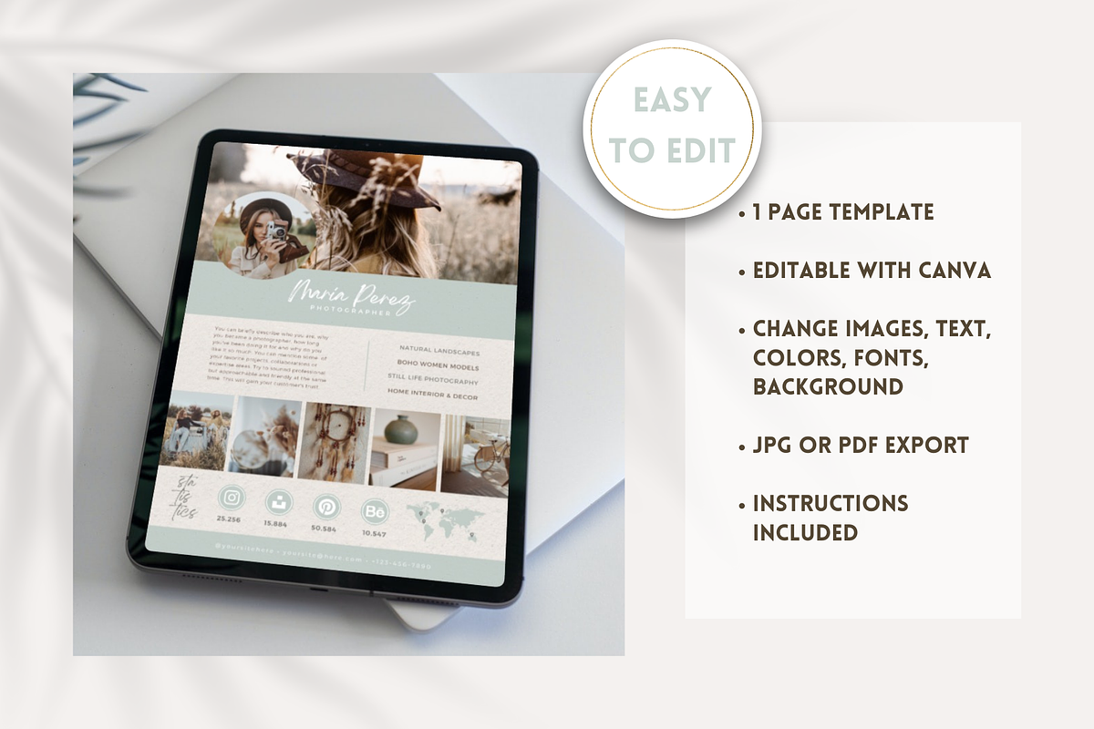 Media Kit and Photography Rate Cards, a Resume Template by Golden Horizons Studio (Photo 2 of 10)