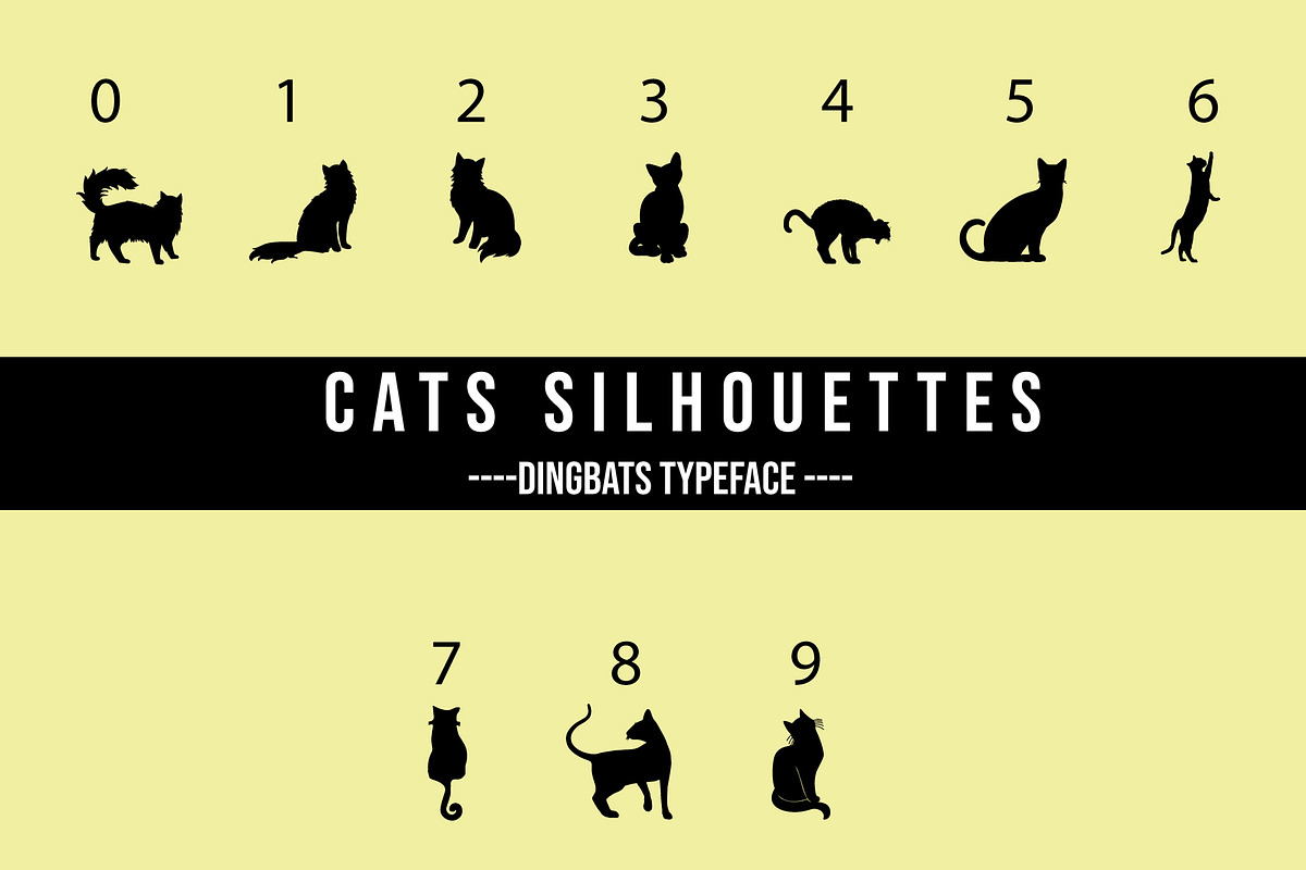 Cats Silhouettes Dingbats Font, a Symbol Font by Minimalartstudio (Photo 3 of 3)