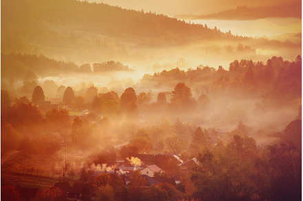 Morning mountain landscape, autumn