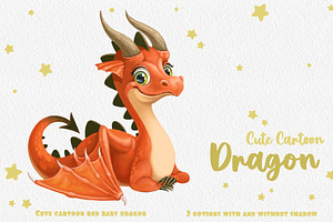 Cute Cartoon Red Dragon