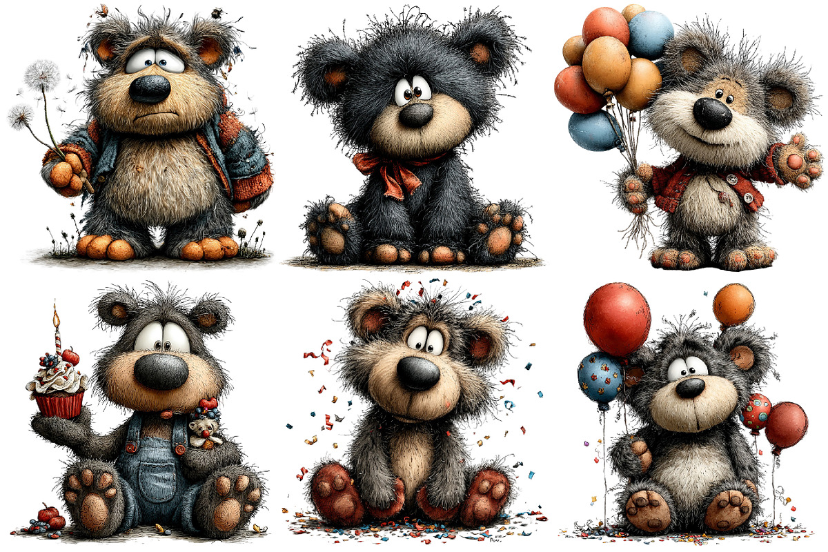 Whimsical Teddy Bear Clipart, an Illustration by Pixels.Craft (Photo 5 of 5)