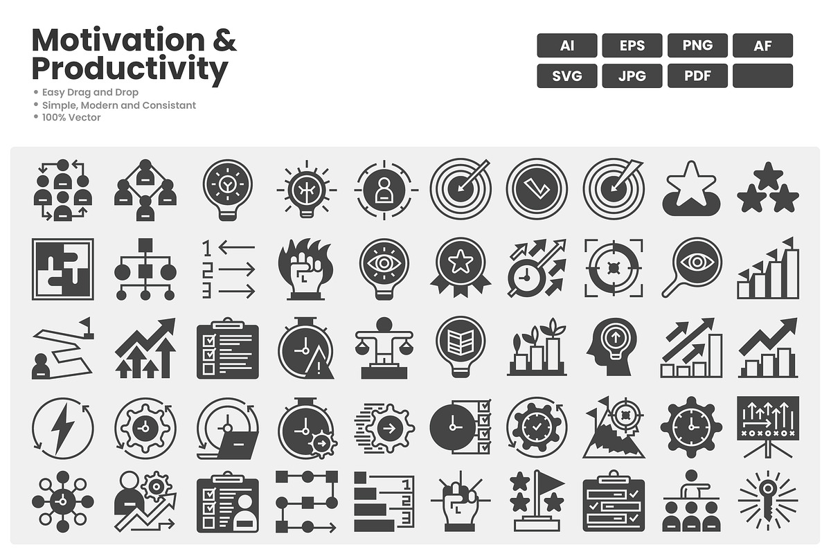 Motivation And Productivity Icons, a Solid Icon by erifqizeicon (Photo 2 of 3)