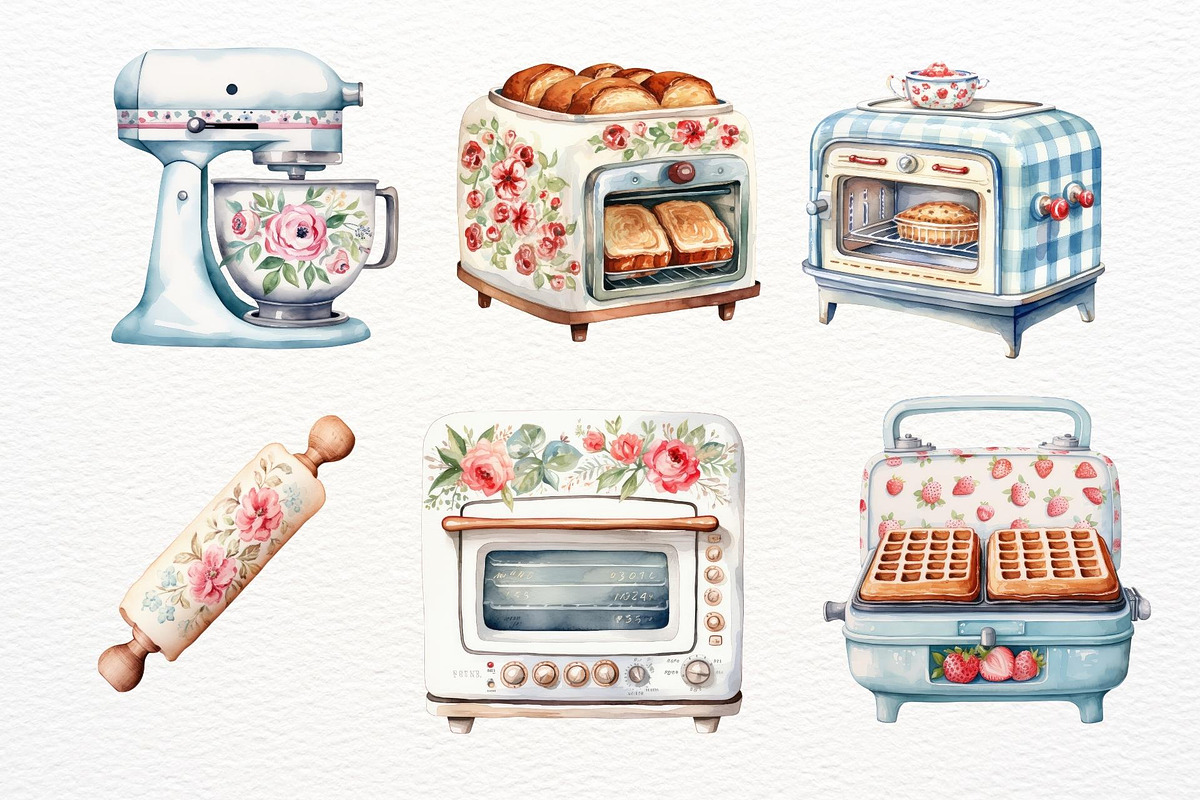 Kitchen Set Watercolor Sublimation, a Food Illustration by Maysa Art (Photo 2 of 6)