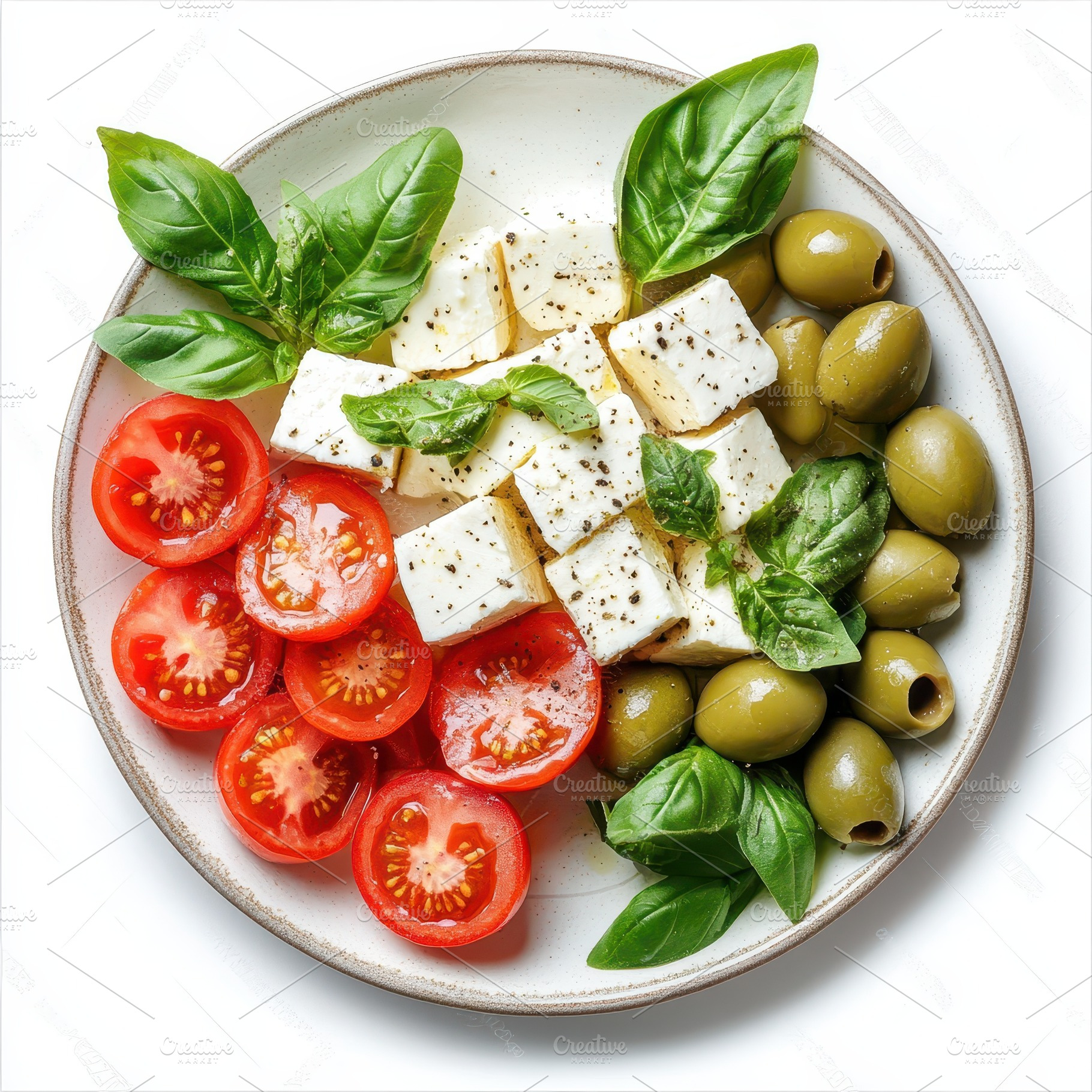 Feta cheese tomato and olive salad f, a Food & Drink Photo by Pixeness Studio