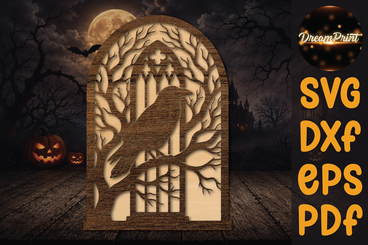Halloween Raven Gothic Arch SVG, an Object Graphic by DreamPrint404 (Photo 1 of 3)
