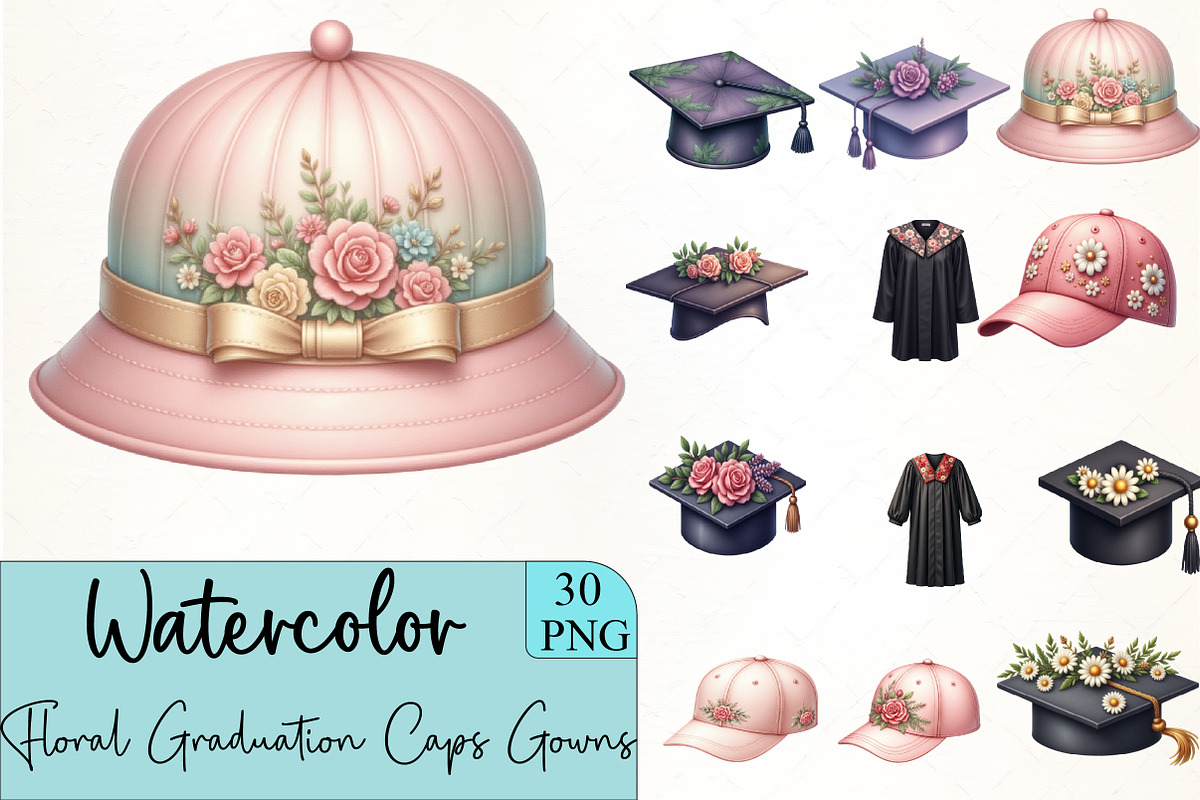 Graduation Cap ClipArt,Graduation Go, an Illustration by CrexoraLab (Photo 1 of 5)